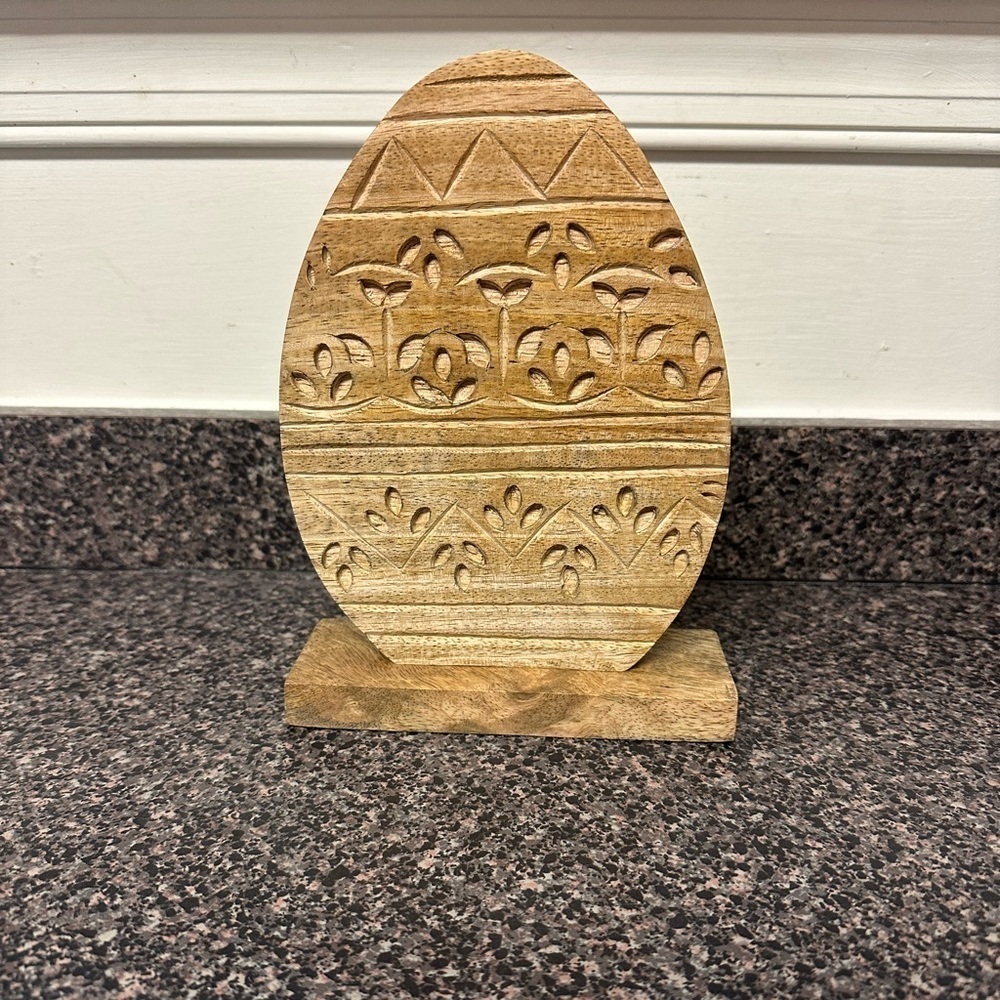 Easter Carved Wood Easter Egg Decor